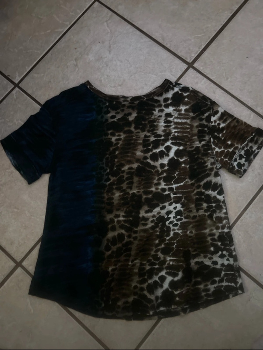 women's Short-Sleeve Animal Print & Navy Tee